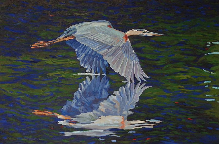 Great Blue Reflections Painting by Phil Chadwick