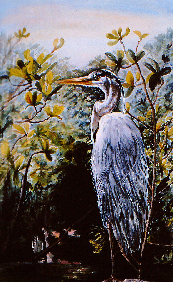 Wildlife Painting - Great Blue Sentinel  by Susan Duda