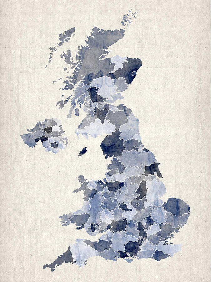 Great Britain UK Watercolor Map Digital Art by Michael Tompsett