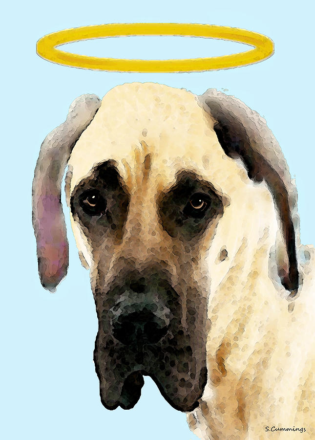 Dog Painting - Great Dane Art - I Didnt Do It by Sharon Cummings