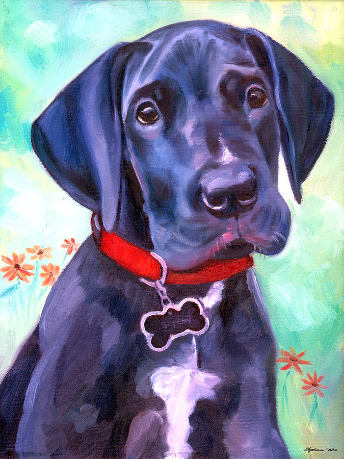 Dog Painting - Great Dane Puppy Sweetness by Lyn Cook