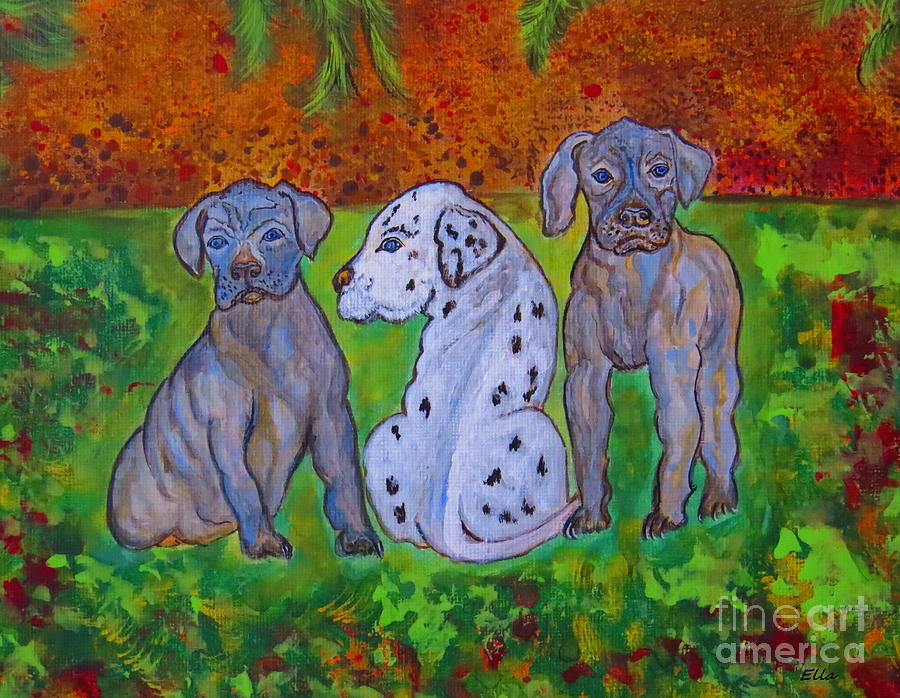 Great Dane Pups Painting by Ella Kaye Dickey