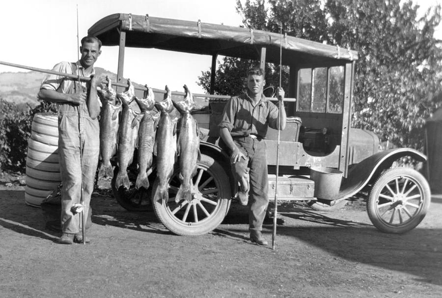 Fish Photograph - Great Day Of Salmon Fishing by Underwood Archives