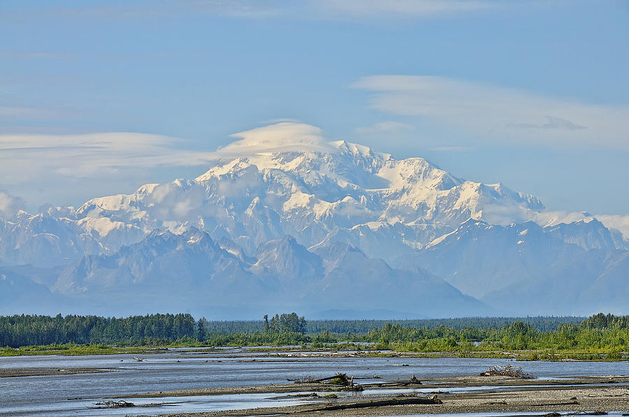 Great Denali over the River Photograph by Betty Eich