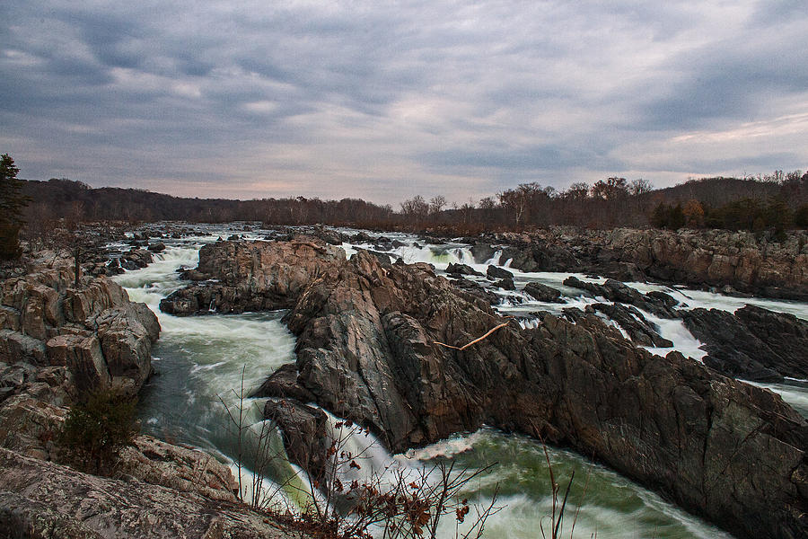 Landscape Photograph - Great Falls at Dusk by Tony Delsignore