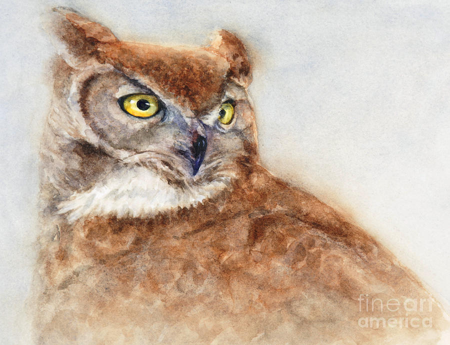 Great Horned Owl Painting by Bonnie Rinier