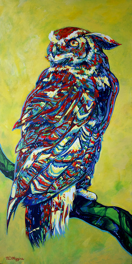Owl Painting - Hindsight by Derrick Higgins