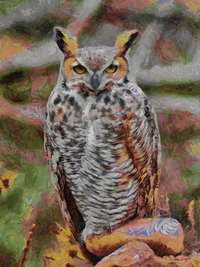 Great Horned Owl Fun 2 Digital Art by Ernest Echols