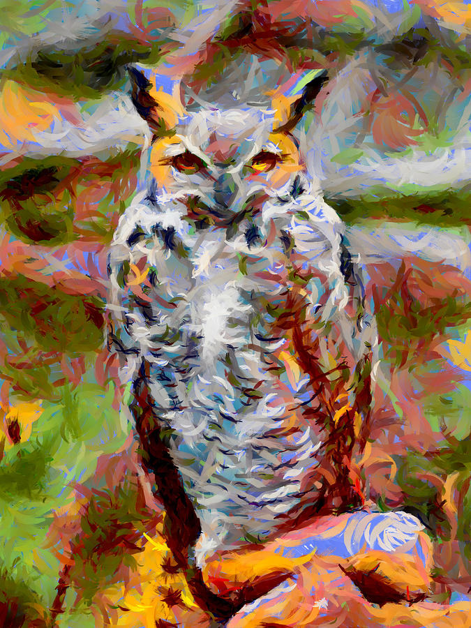 Great Horned Owl Fun Digital Art by Ernest Echols