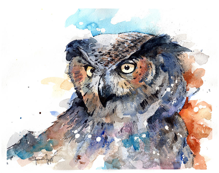 Great Horned Owl Painting by Sean Parnell