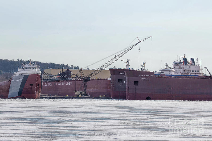 Great Lakes Freighters Laid Up For Winter Photograph by Nikki Vig