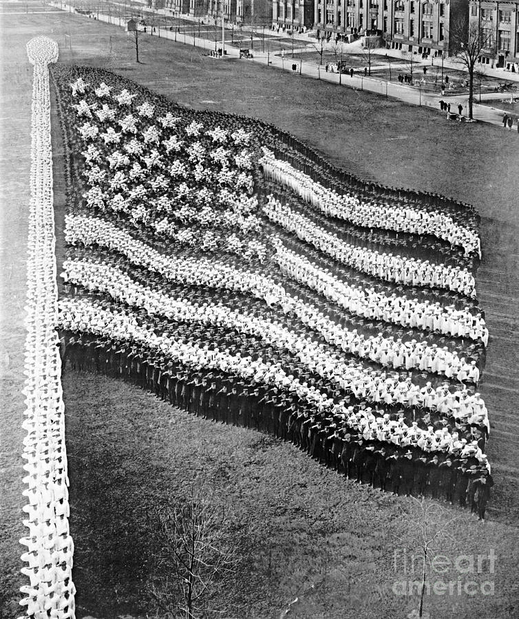 Great Lakes Training Station Human Flag 1916 Photograph by Padre Art