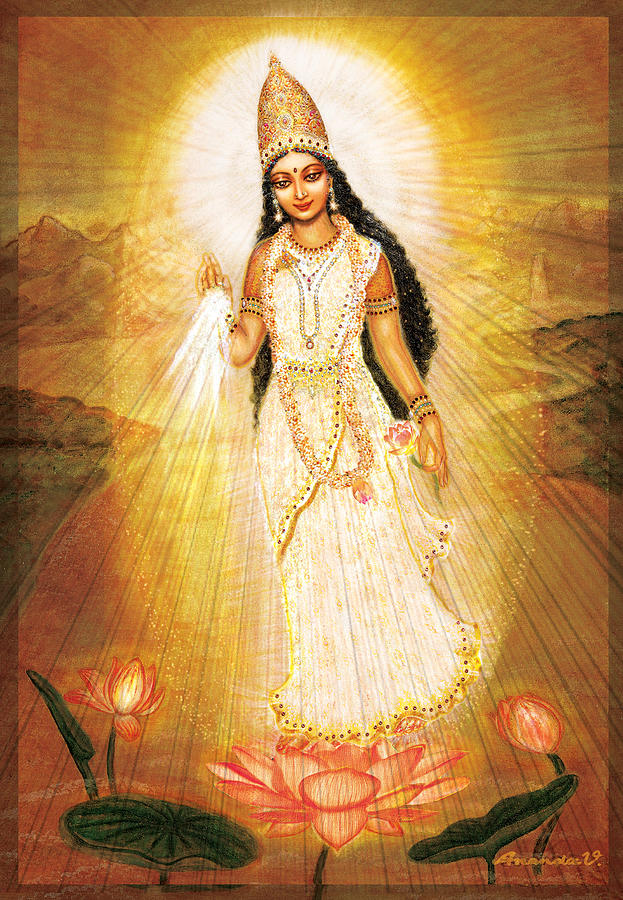 Mother Goddess Mixed Media - Great Mother Goddess-Parashakti Devi by Ananda Vdovic