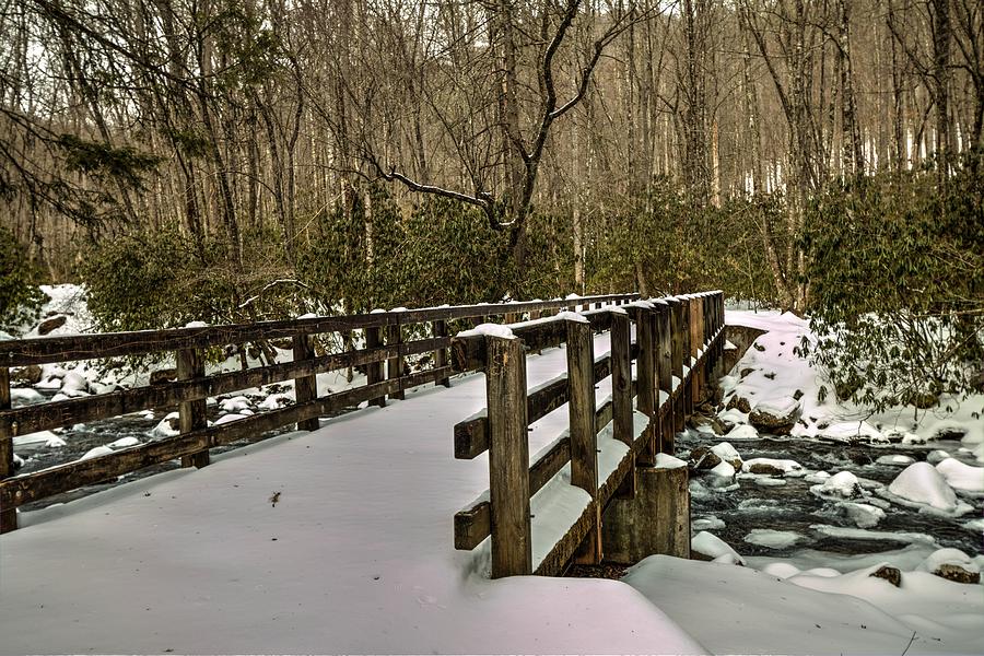 Great Smoky Mountains National Park Foot Bridge In Snow Photograph by Carol Montoya