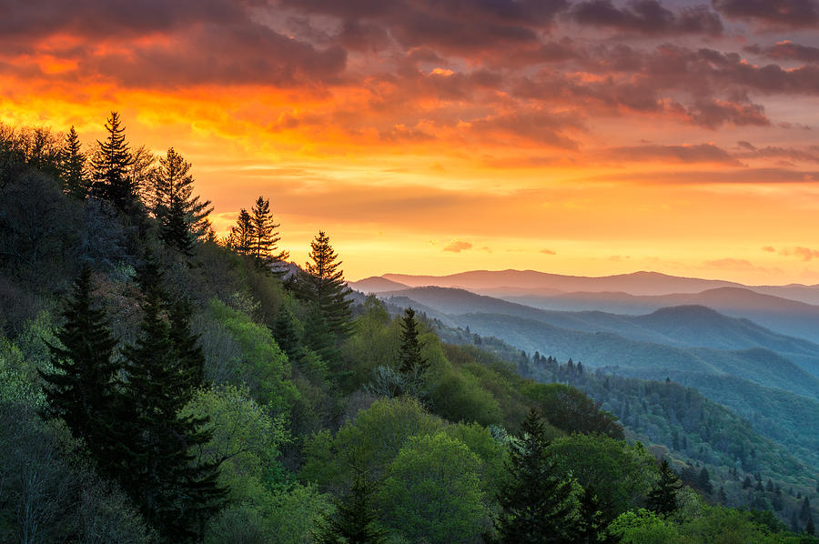 Smoky Mountains Photograph - Great Smoky Mountains North Carolina Scenic Landscape Cherokee Rising by Dave Allen