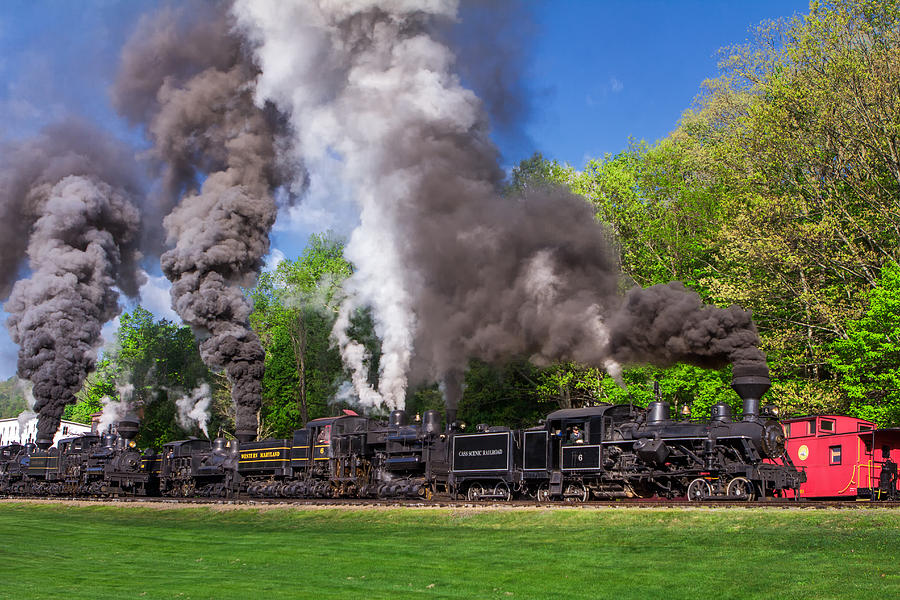 Great Train Race Cass Scenic RR Photograph by Mary Almond