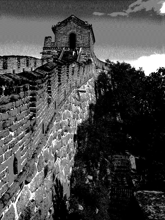 Great Wall of China - Beijing - Mu Tian Yu - BW Photograph by Jacqueline M Lewis