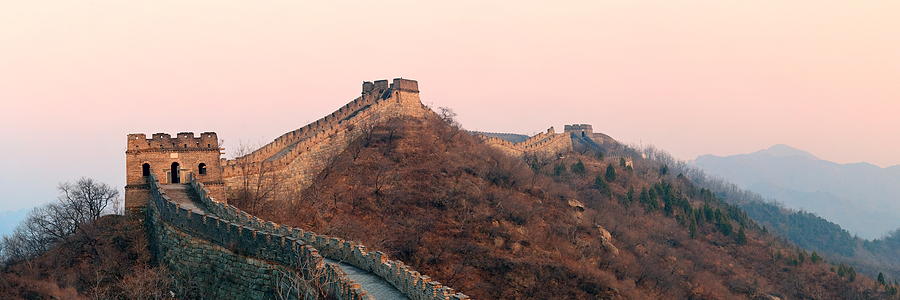 Great Wall sunset panorama Photograph by Songquan Deng