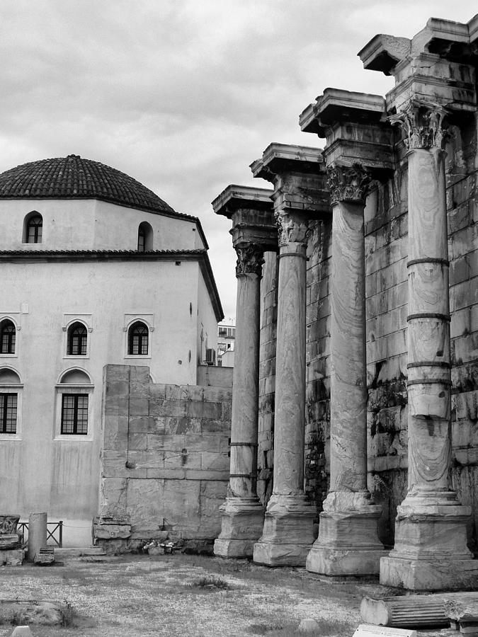 Grecian Columns BW Photograph by Jenny Hudson