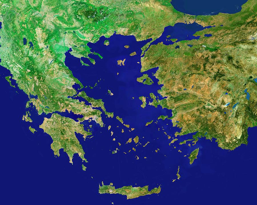 Greek Photograph - Greece And Turkey by Worldsat International/science Photo Library