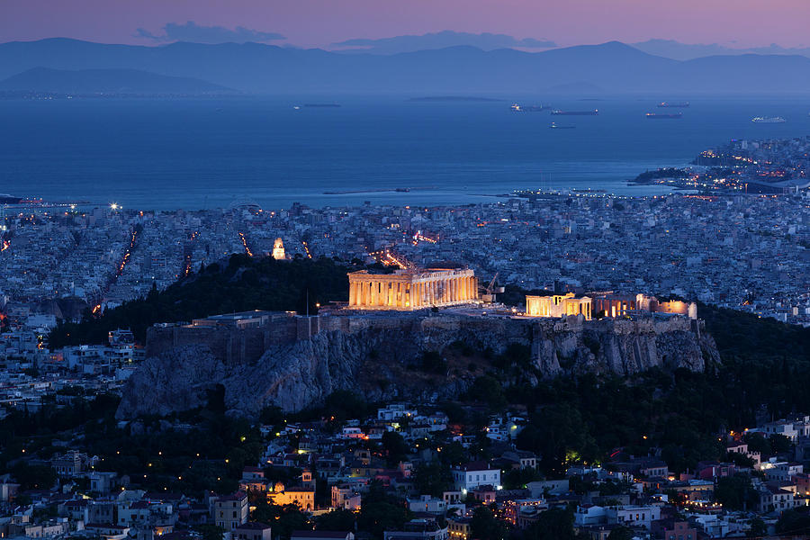 Greece, Athens, Lycabettus Hill Photograph by Walter Bibikow Greece, Athens, Lycabettus Hill Photograph by Walter Bibikow