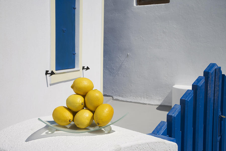 Greece, Cyclades, Santorini, Oia,lemons Photograph by Tips Images