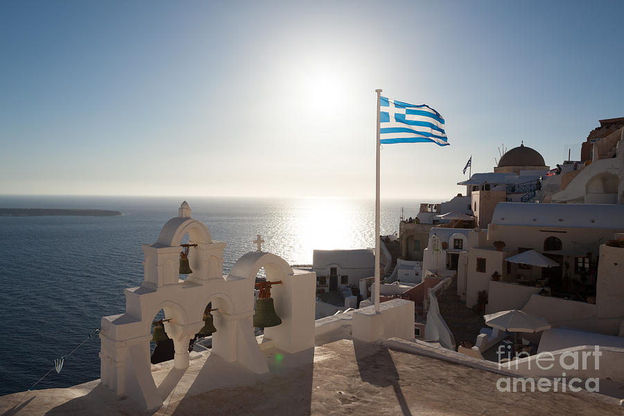 Greece flag waving at sunset Photograph by Matteo Colombo