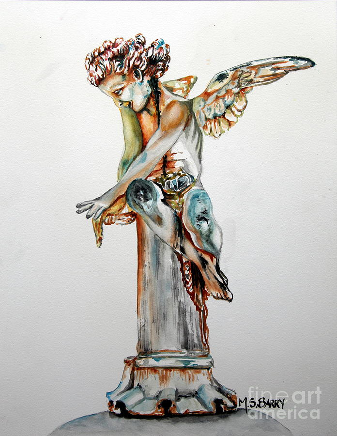 Greek Statue Painting - Greek Angel by Maria Barry