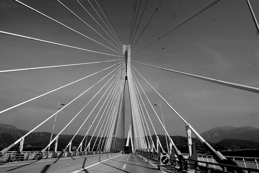 Black And White  - Greek Bridge by Virginia Cortland