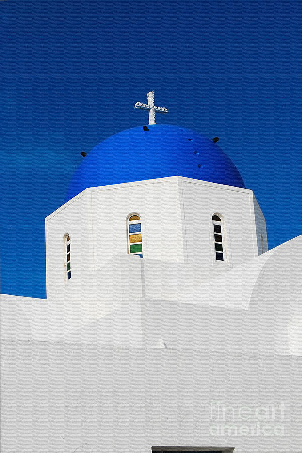 Greek Church In Santorini Digital Art