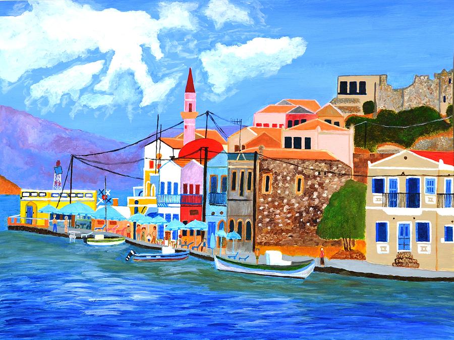 Greek coast Painting by Magdalena Frohnsdorff