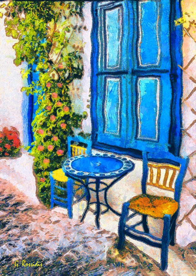 Greek corner 2 Painting by George Rossidis