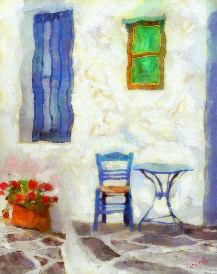 Greek corner 7 Painting by George Rossidis
