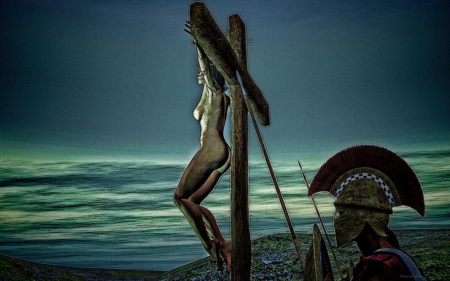 Greek Digital Art - Greek crucifixion scene II by Ramon Martinez