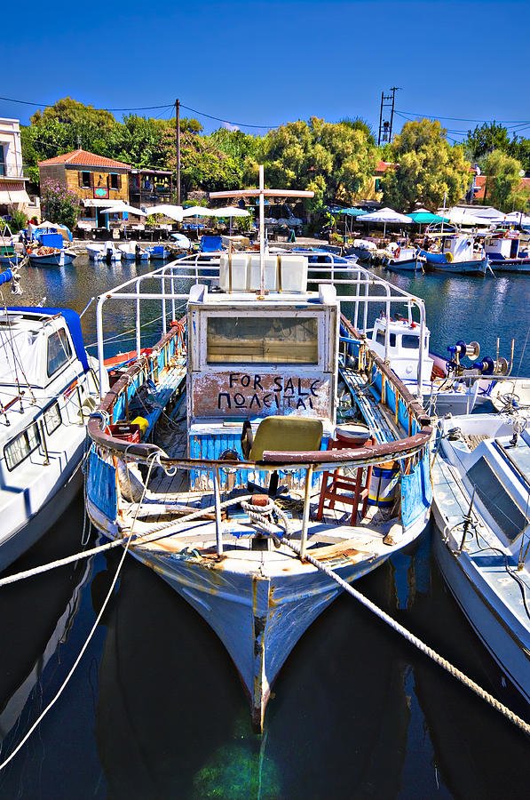 Greek Fishing Boat For Sale Photograph by Meirion Matthias