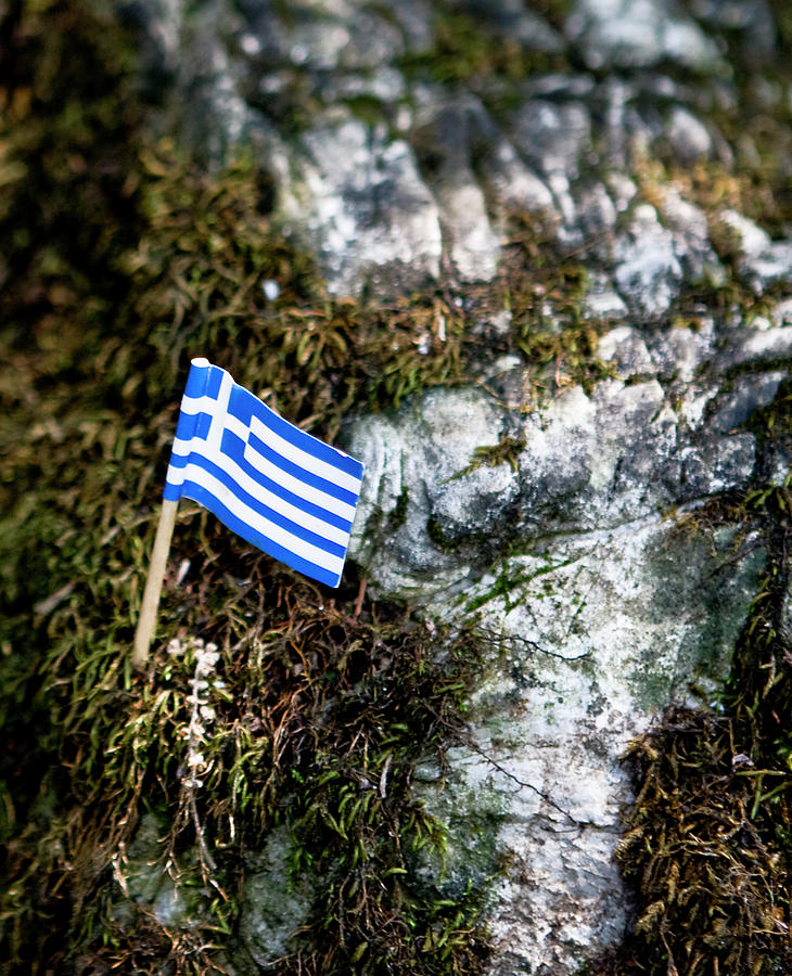 Greek Flag in Miniature Photograph by Lorraine Devon Wilke