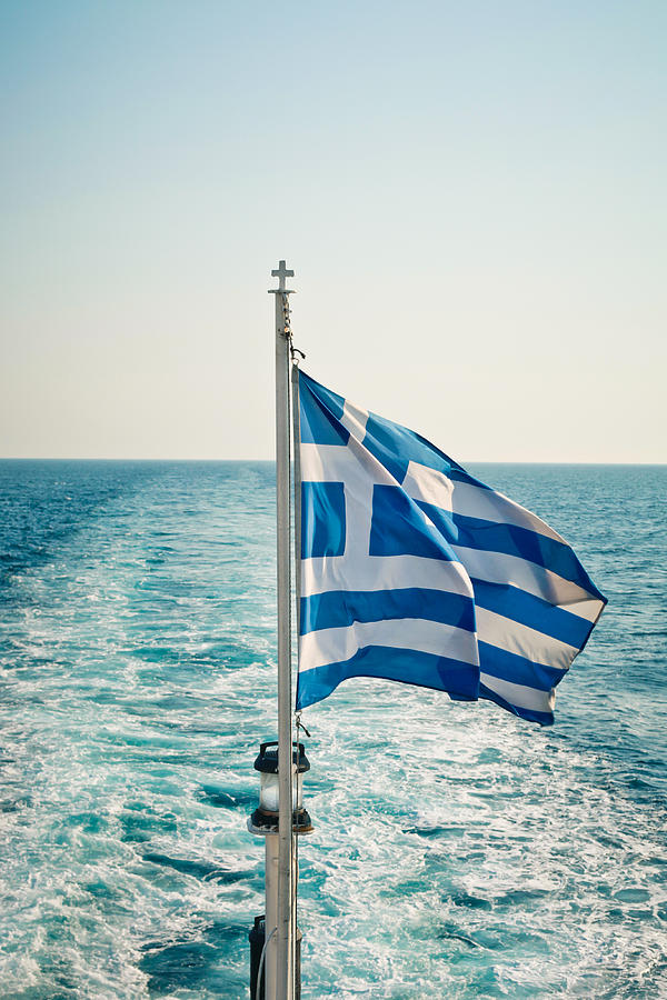 Greek Photograph - Greek flag by Tom Gowanlock