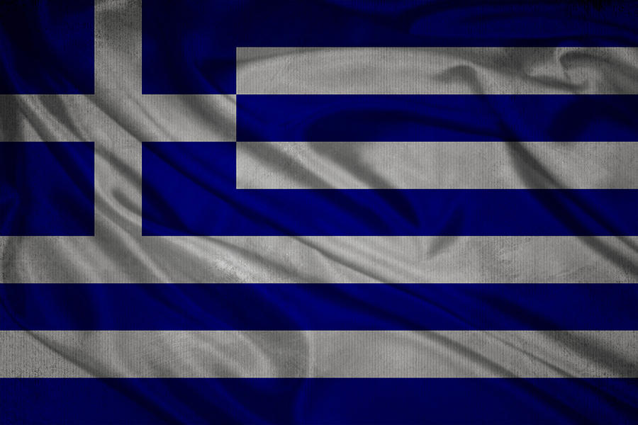 Greek flag waving on canvas Digital Art by Eti Reid