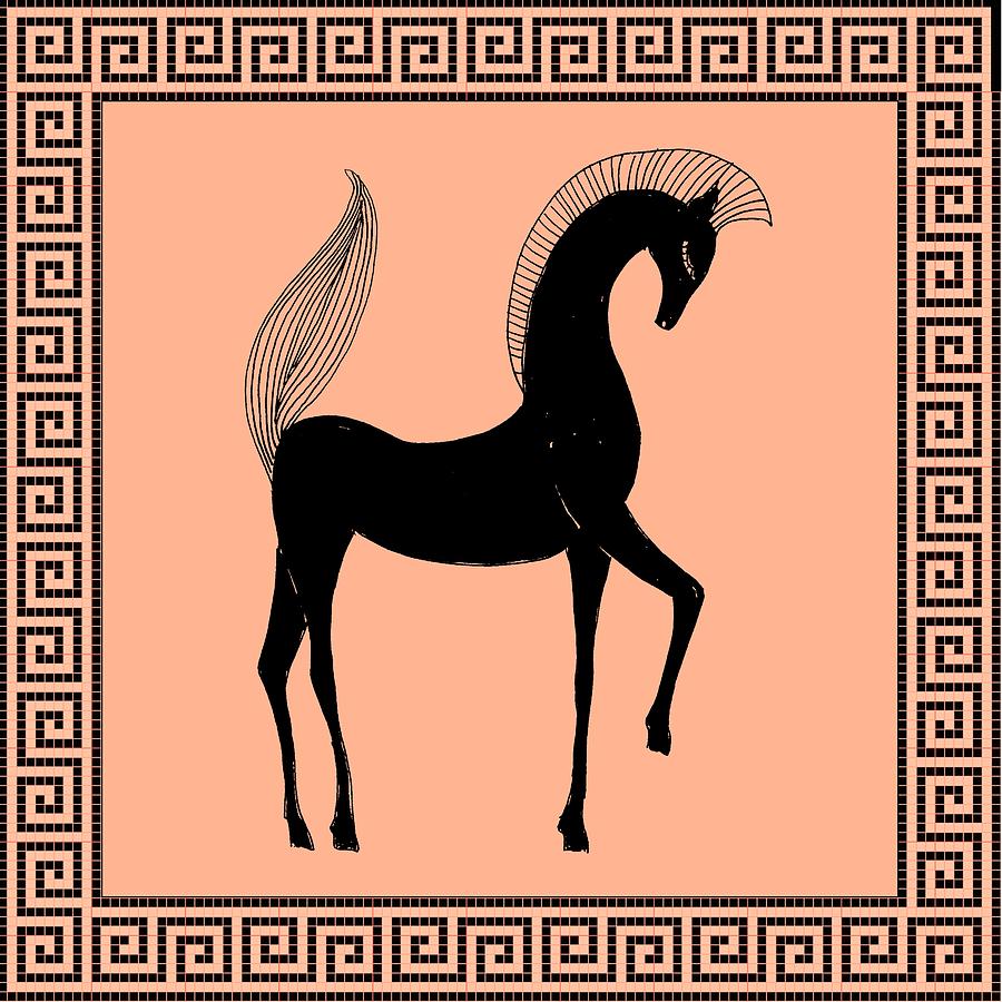 Greek Horse Peach Digital Art by Stephanie Grant