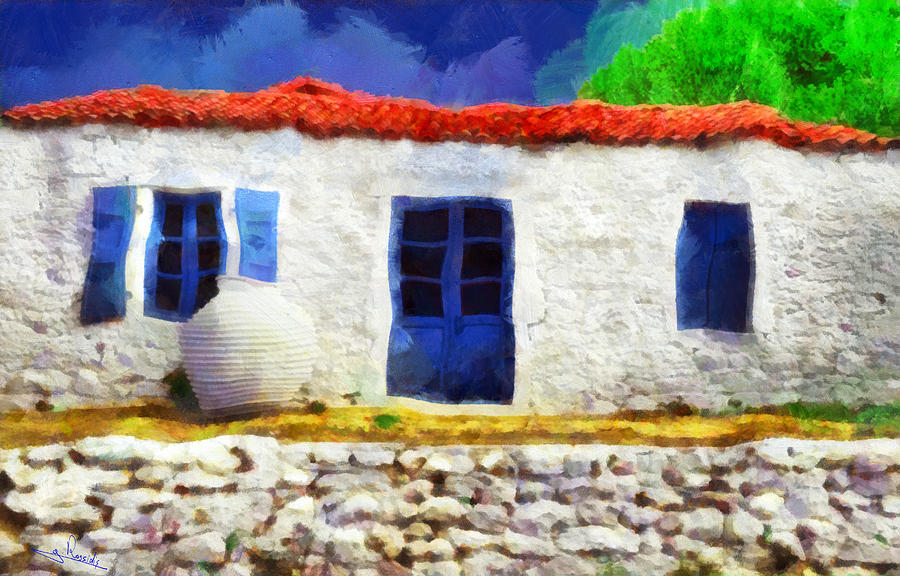 Greek house 4 Painting by George Rossidis