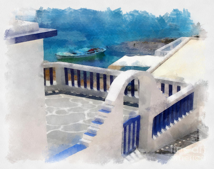 Nature Painting - Greek island by Athanas Moulas