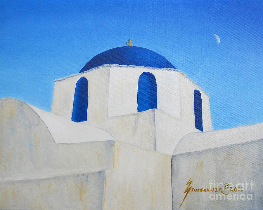 Greek Painting - Greek Island Church  by Jerome Stumphauzer