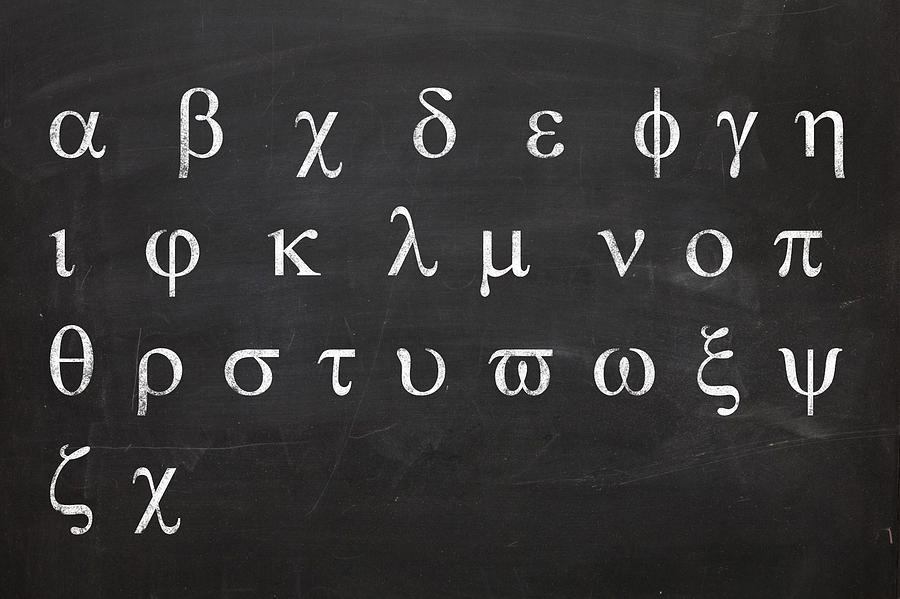 Greek Letters On Black Chalkboard Photograph by Sudanmas