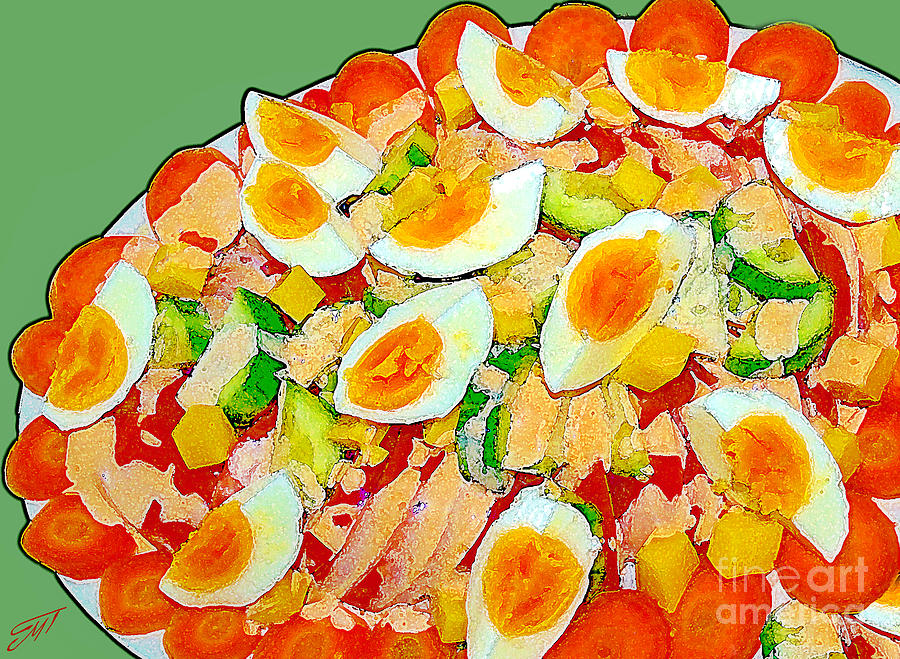 Carrot Photograph - Greek salad by Art by Magdalene