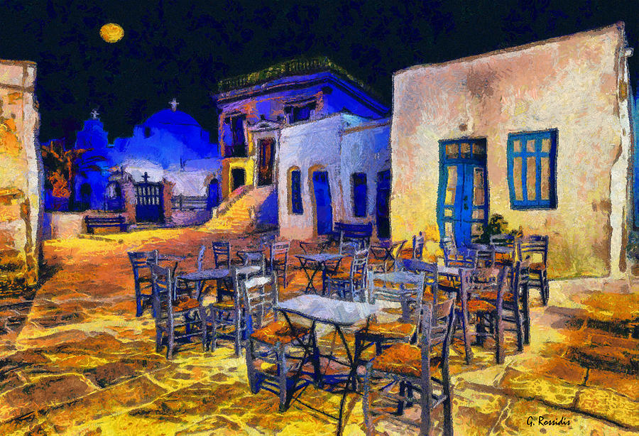 Greek village II Painting by George Rossidis