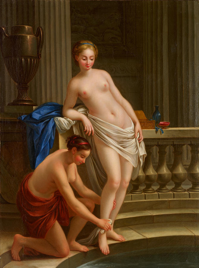 Greek Woman at the Bath Painting by Joseph-Marie Vien