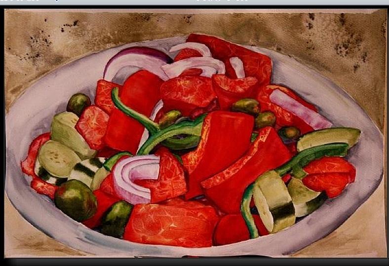 Greek salad #1 Painting by Diane Ziemski