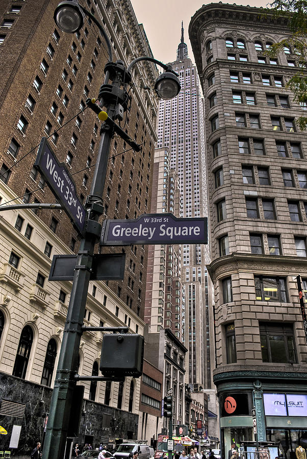Empire State Building Photograph - Greeley Square by Ryan Crane