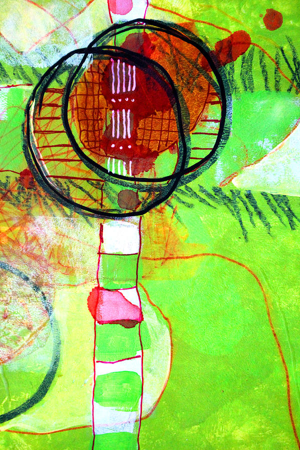 Abstract Mixed Media - Green 1 by Nancy Merkle