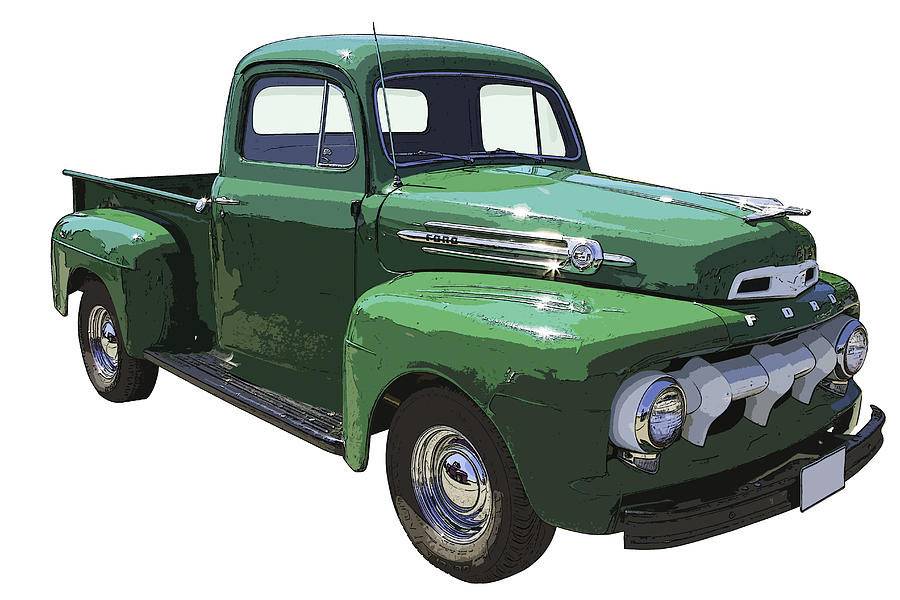 Green 1951 Ford F 1 Pick Up Truck Illustration